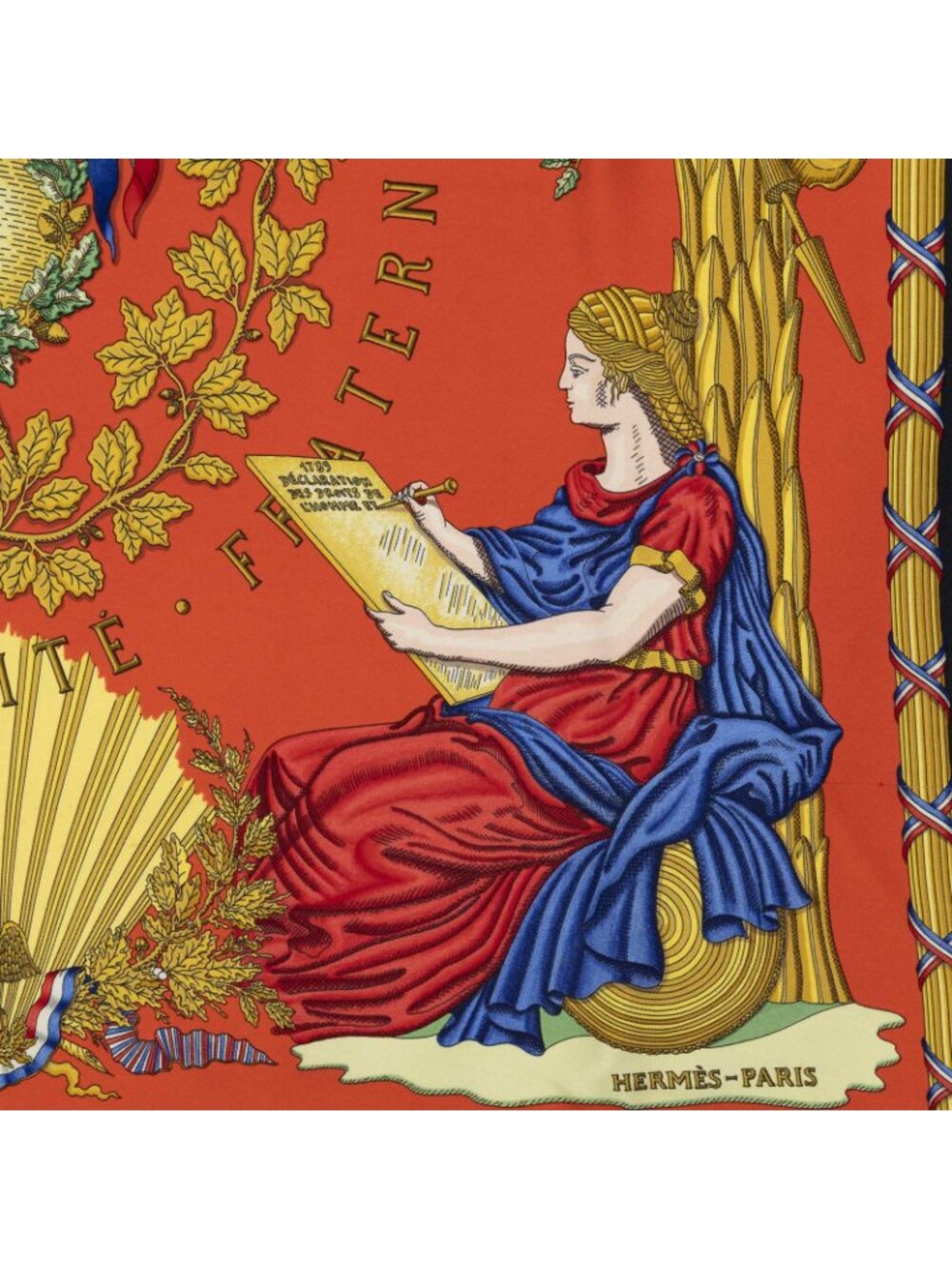 Hermes Scarf Red Black Gold Silk - Picture 5 of 5